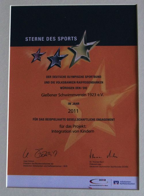 Gießener SV Urkunde Sterne des Sports 2011